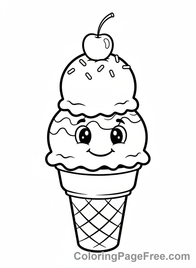 Ice coloring page - Ice cream cone