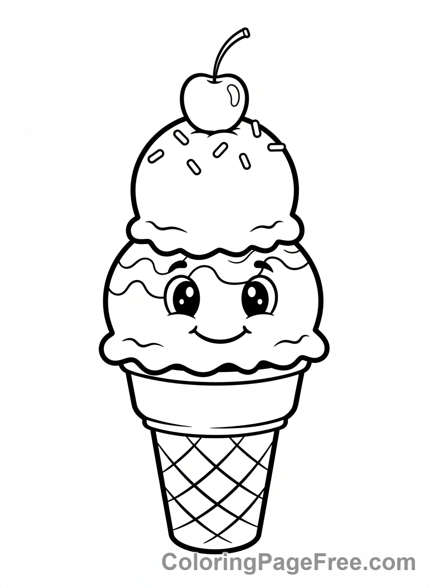 Ice coloring page - Ice cream cone