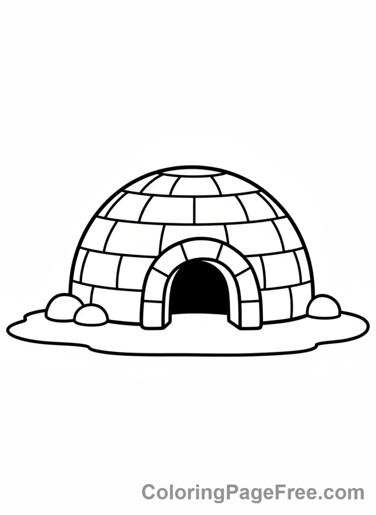 Ice coloring page - Igloo front view