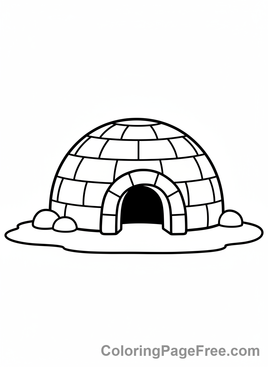 Ice coloring page - Igloo front view