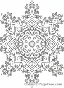 Ice coloring page - Intricate snowflake