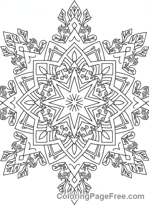 Ice coloring page - Intricate snowflake