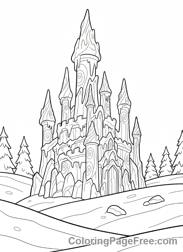 Ice coloring page - Majestic ice castle