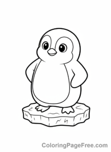 Ice coloring page - Penguin on ice