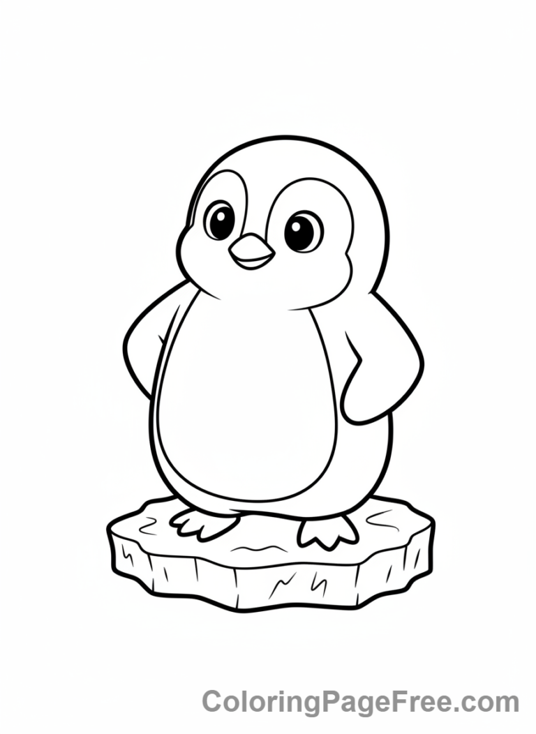 Ice coloring page - Penguin on ice