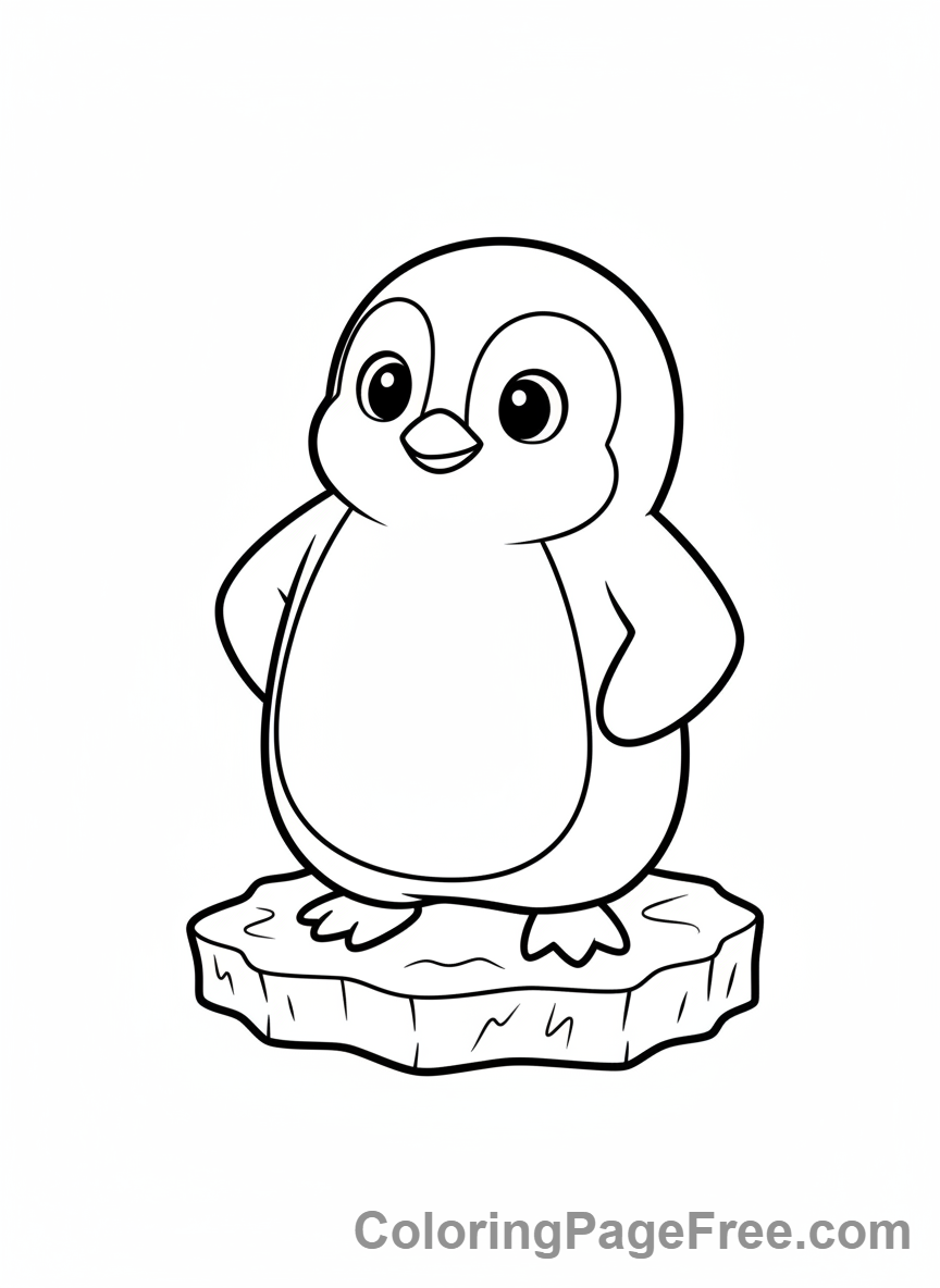 Ice coloring page - Penguin on ice