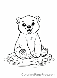Ice coloring page - Polar bear cub
