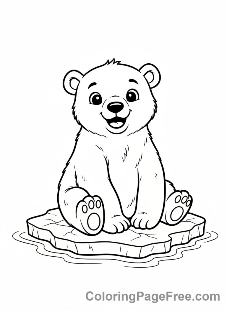 Ice coloring page - Polar bear cub