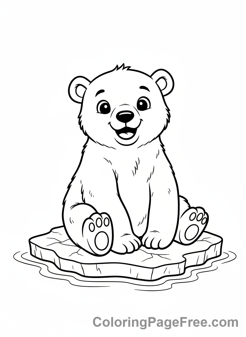 Ice coloring page - Polar bear cub