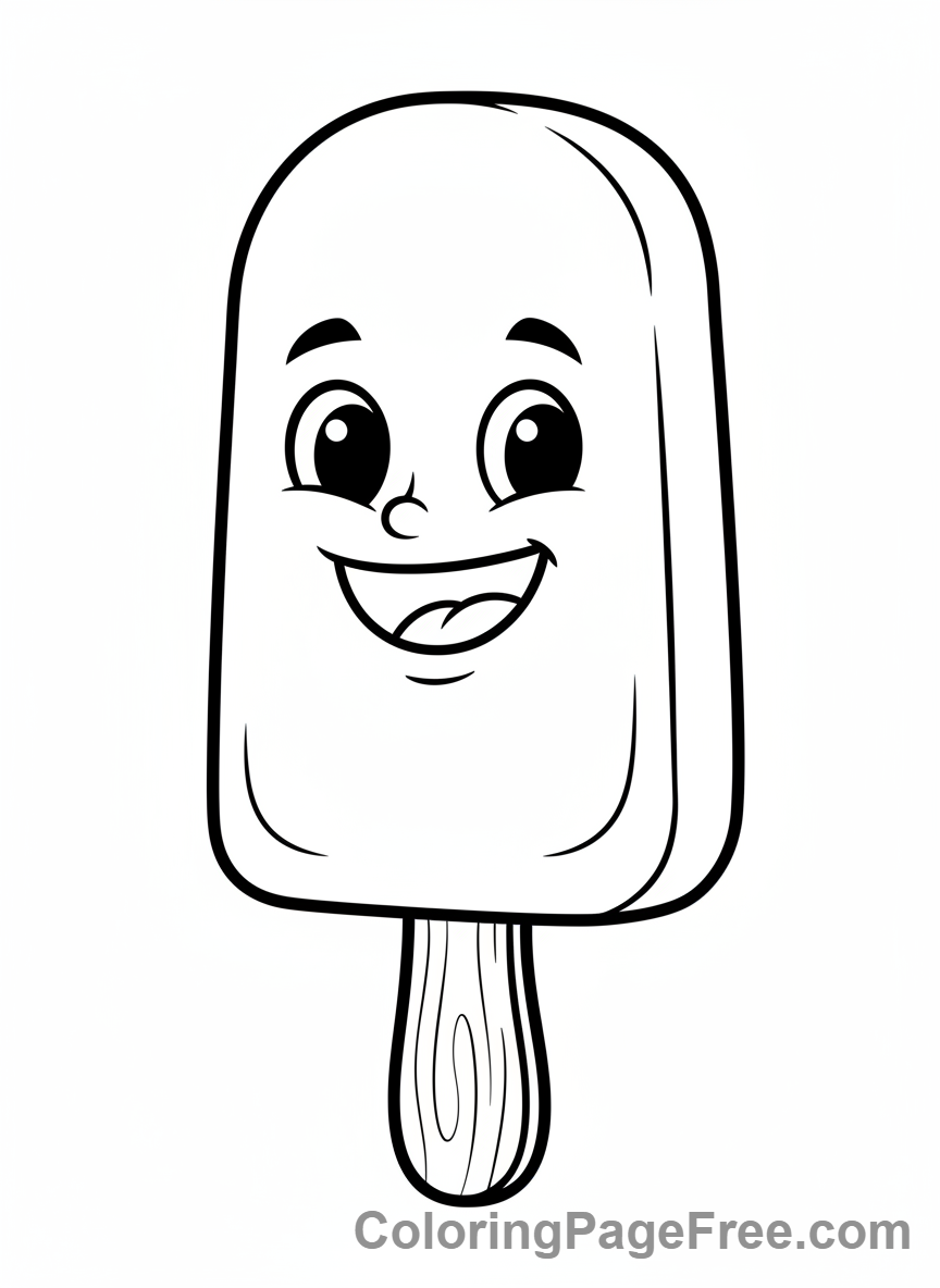 Ice coloring page - Smiling ice pop