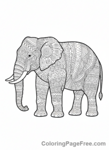 Intricate coloring page - Geometric elephant art