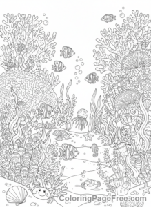 Intricate coloring page - Intricate coral reef