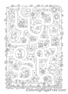 Intricate coloring page - Whimsical garden maze
