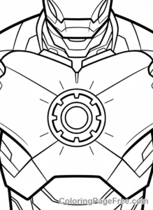 Iron Man coloring page - Arc Reactor focus