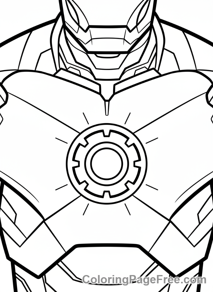 Iron Man coloring page - Arc Reactor focus