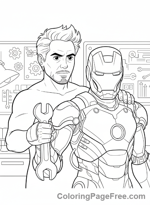 Iron Man coloring page - Iron Man fixing
