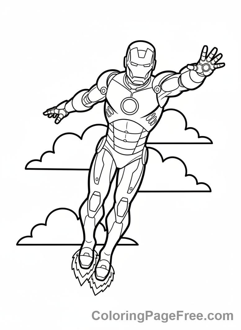 Iron Man coloring page - Iron Man flying