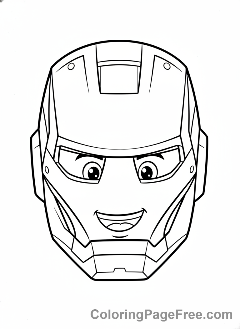 Iron Man coloring page - Iron Man helmet smiling