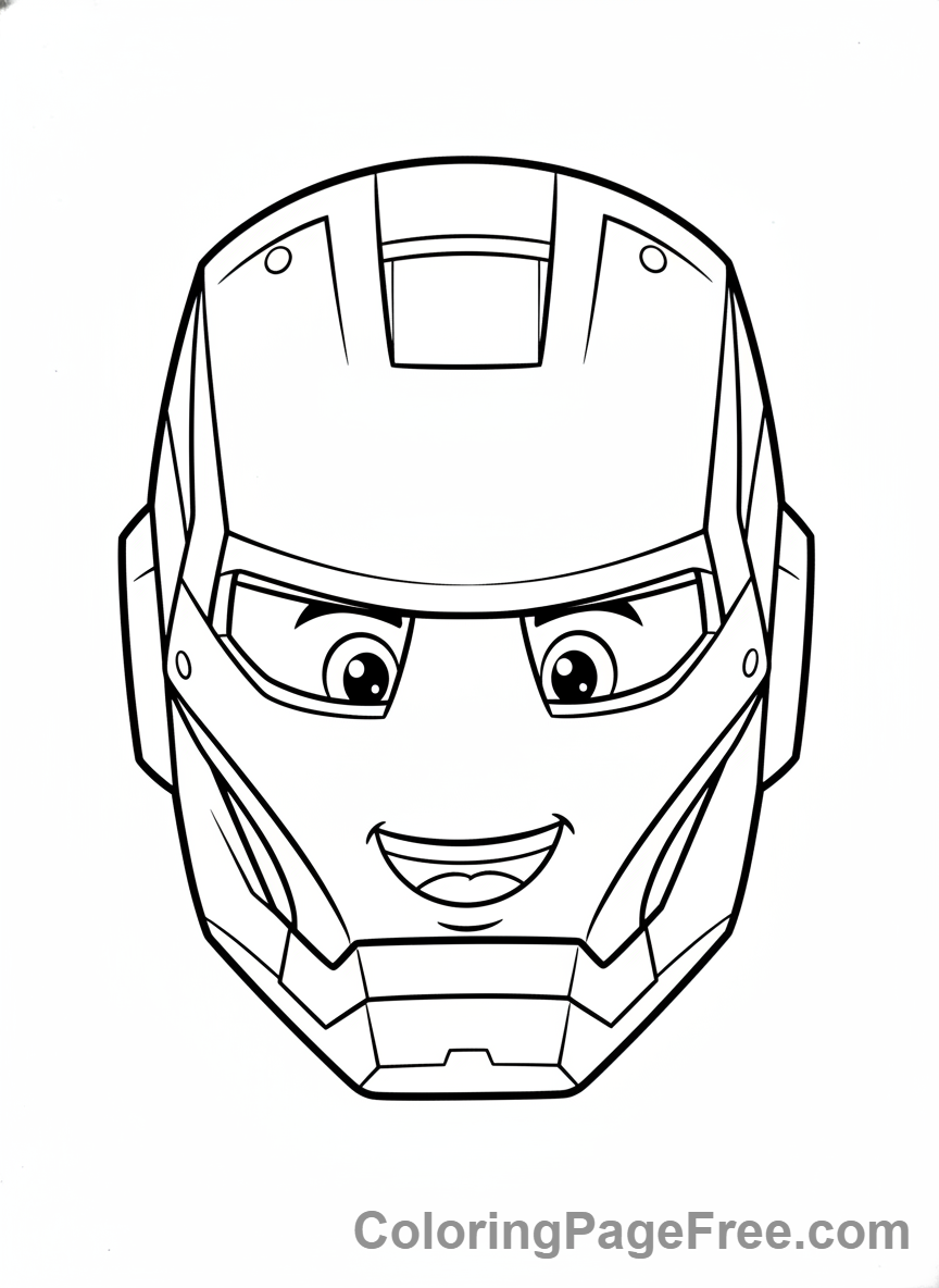 Iron Man coloring page - Iron Man helmet smiling