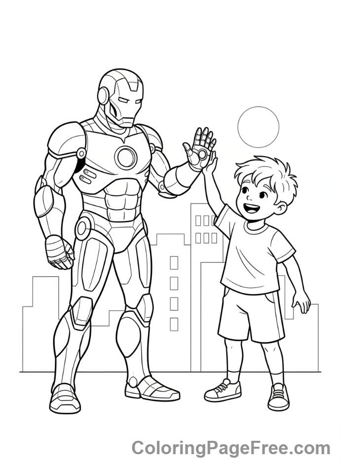 Iron Man coloring page - Iron Man high-five