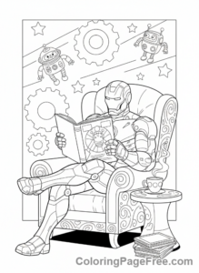Iron Man coloring page - Iron Man reading