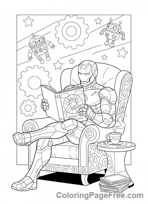 Iron Man coloring page - Iron Man reading