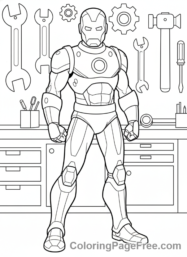 Iron Man coloring page - Iron Man workshop