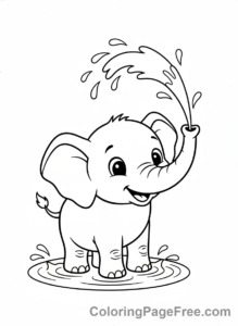 Jungle Animals coloring page - Elephant spraying water
