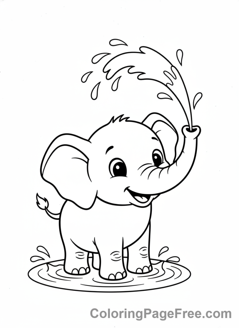 Jungle Animals coloring page - Elephant spraying water