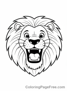 Jungle Animals coloring page - Lion roaring head