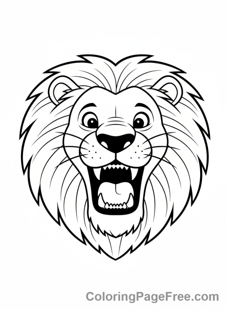 Jungle Animals coloring page - Lion roaring head