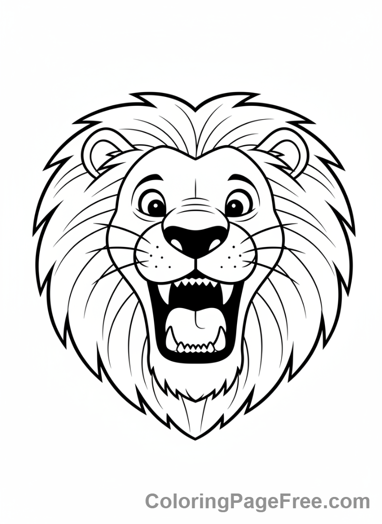 Jungle Animals coloring page - Lion roaring head