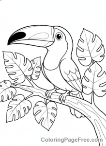Jungle Animals coloring page - Toucan on tree