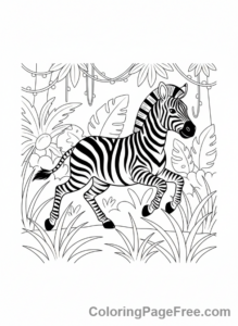 Jungle Animals coloring page - Zebra galloping jungle