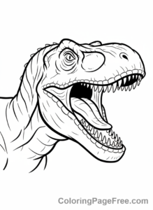 Jurassic coloring page - Allosaurus roaring close-up