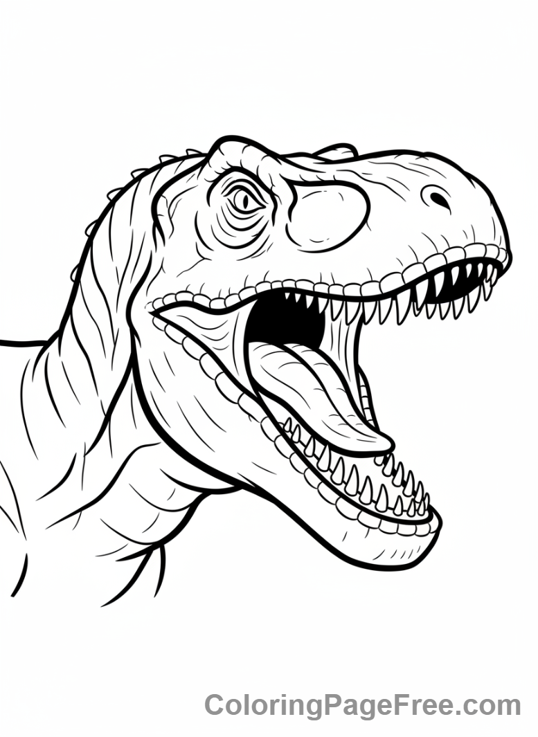Jurassic coloring page - Allosaurus roaring close-up
