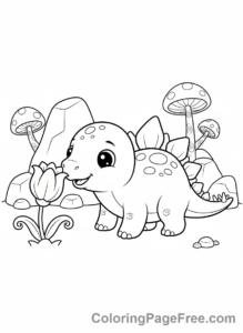 Jurassic coloring page - Baby dinosaur playing