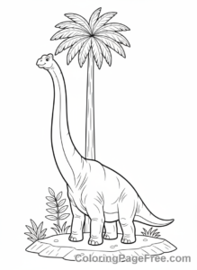 Jurassic coloring page - Brachiosaurus eating leaves