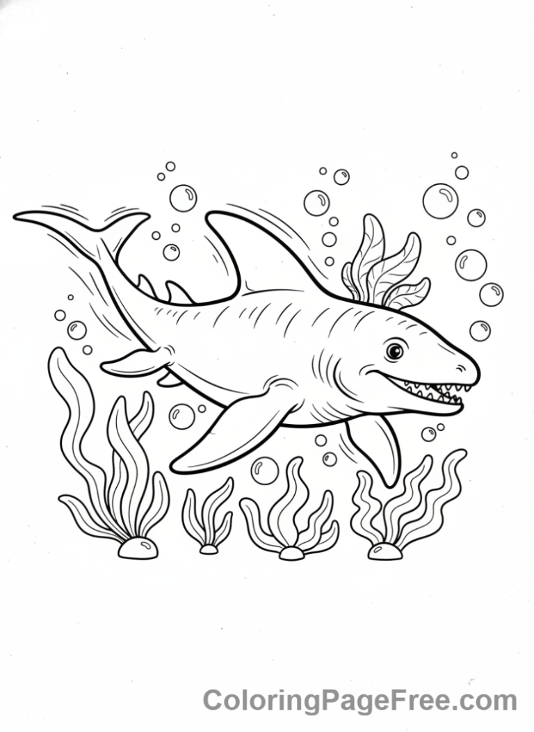 Jurassic coloring page - Ichthyosaur underwater action