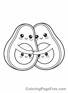 Kawaii coloring page - Kawaii avocado hug