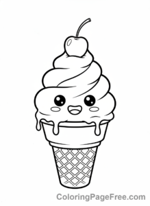 Kawaii coloring page - Kawaii ice cream cone