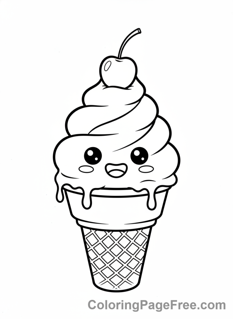 Kawaii coloring page - Kawaii ice cream cone