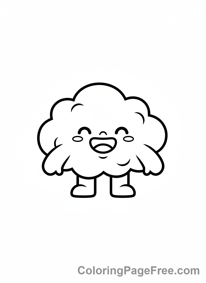 Kawaii coloring page - Kawaii smiling cloud