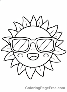 Kawaii coloring page - Kawaii sun sunglasses