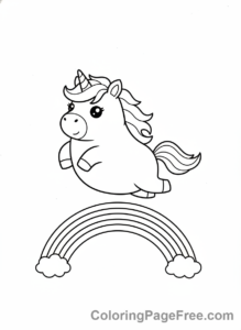 Kawaii coloring page - Kawaii unicorn jumping