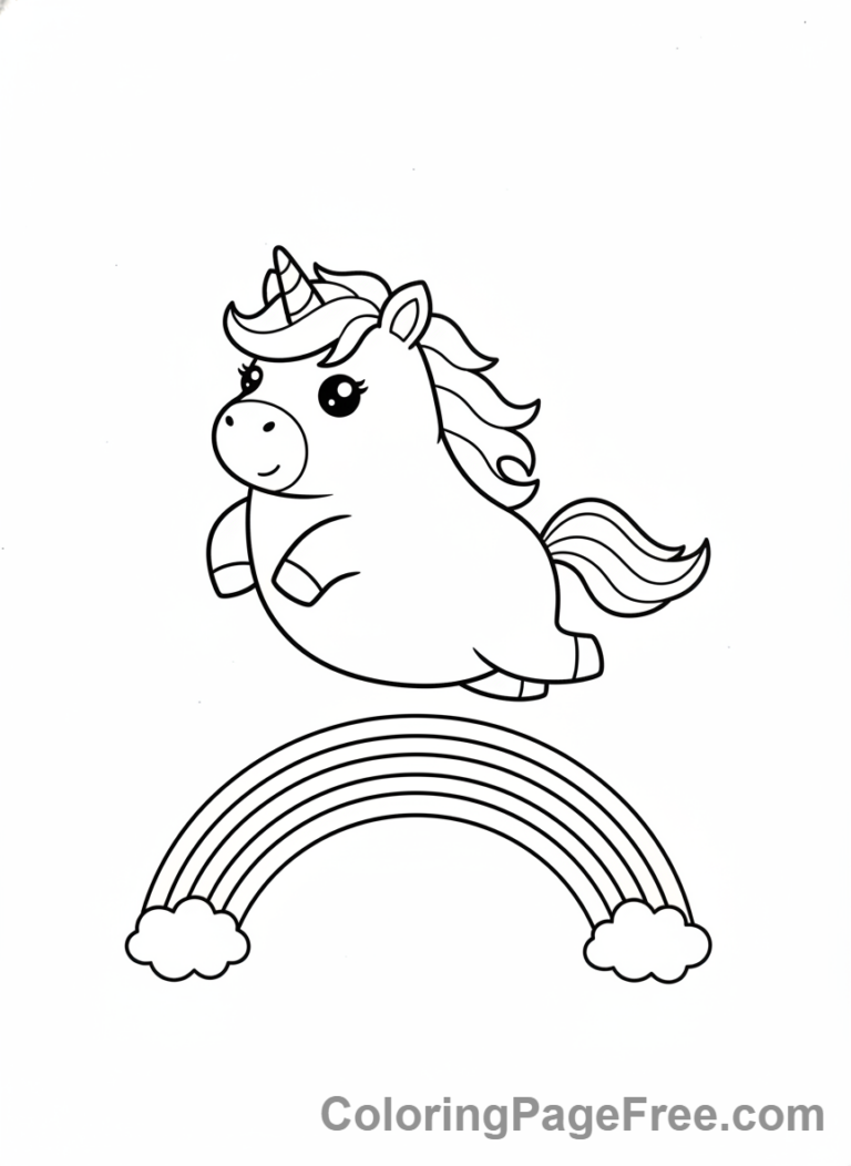 Kawaii coloring page - Kawaii unicorn jumping