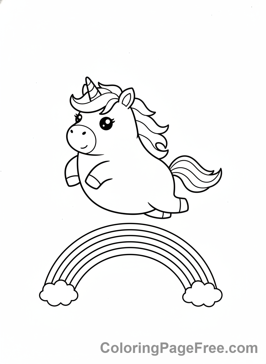 Kawaii coloring page - Kawaii unicorn jumping