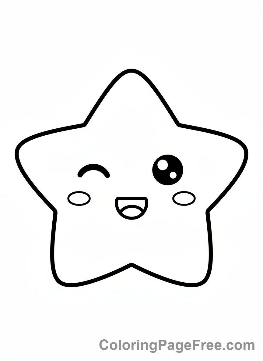 Kawaii coloring page - Kawaii winking star