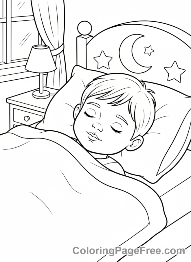 Kids coloring page - Kid sleeping peacefully