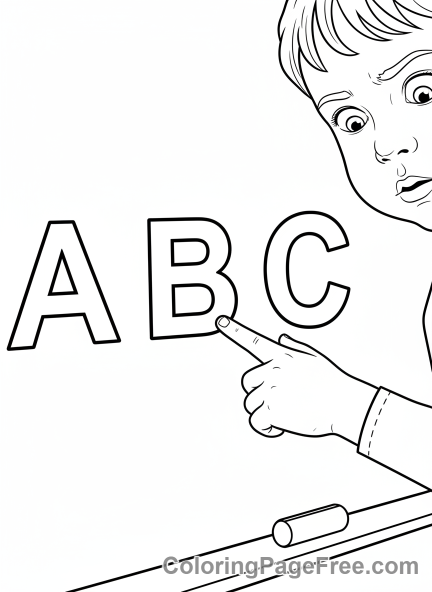Kindergarten coloring page - Learning alphabet letters